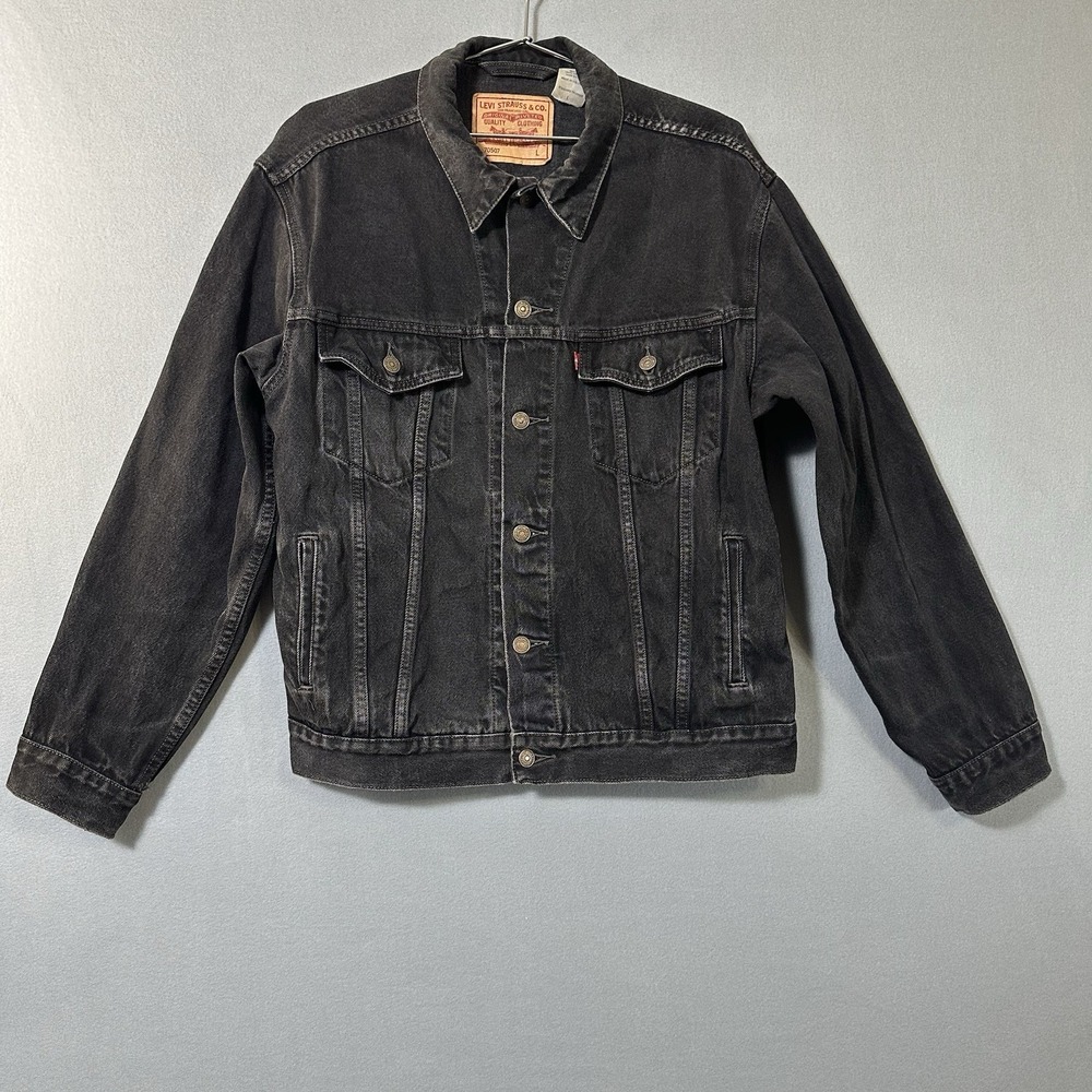 Vtg Levi's 70507 Black Trucker Jacket Mens Size Large Type lll Faded Grunge